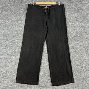 Vtg Juicy Couture Pant Petite Linen Low Rise Straight Black Casual Lagenlook USA